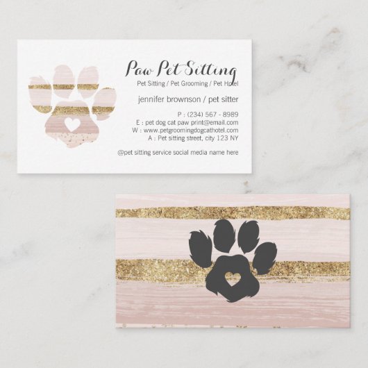 Rosa Wasserfarbe Schlaganfall Sitzfläche Grooming Visitenkarte (Vorne/Hinten)