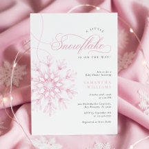 Rosa Wasserfarbe-Schneeflocken-Baby-Shower-Einladu