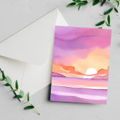 Rosa Wasserfarbe | Schöner Ozean Sky Postkarte