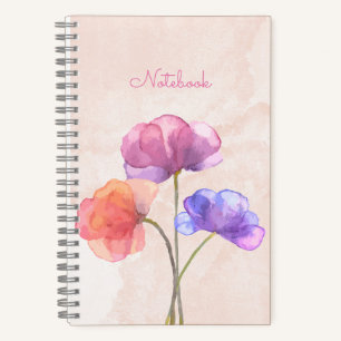 Rosa Wasserfarbe Spiral Notizbuch 14 x 21,5 cm