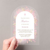 Rosa Wasserfarbe Taufe Acryleinladungen (Insitu (Handheld))