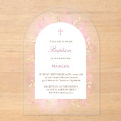 Rosa Wasserfarbe Taufe Acryleinladungen (Vorderseite)