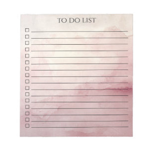 Rosa Wasserfarbe To-Do-Liste Chic Minimalistisch M Notizblock