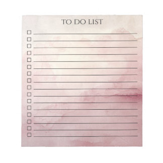 Rosa Wasserfarbe To-Do-Liste Chic Minimalistisch M Notizblock