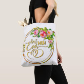 Rosa Wasserfarbe und Golden Best Mama jemals Tasche (Von Nahem)