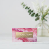 Rosa Wasserfarbe und goldene Imitate Fossil Visitenkarte (Stehend Vorderseite)