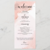 Rosa Wasserfarbe und goldener Hochzeitssorden Programm (Vorderseite)