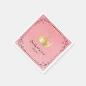 Rosa Wasserfarbe und Krone Serviette (Ecke)