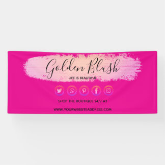 Rosa Wasserfarbe und moderne goldene geometrische  Banner