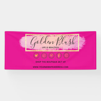 Rosa Wasserfarbe und moderne goldene geometrische  Banner