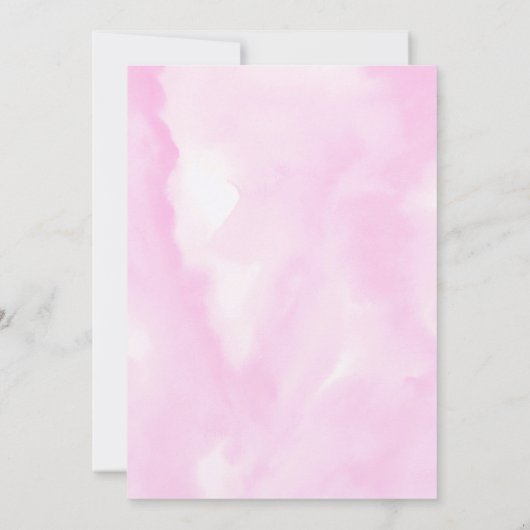 Rosa Wasserfarbe unter der Kinderdusche des Meeres Einladung (Rückseite)