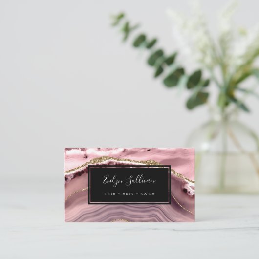 Rosa Wasserfarbe Visitenkarte (Stehend Vorderseite)