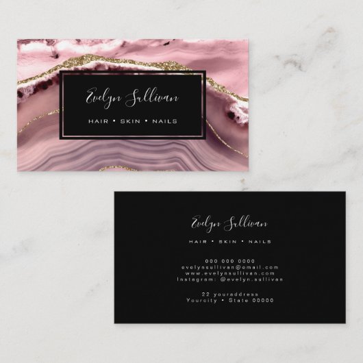 Rosa Wasserfarbe Visitenkarte (Vorne/Hinten)