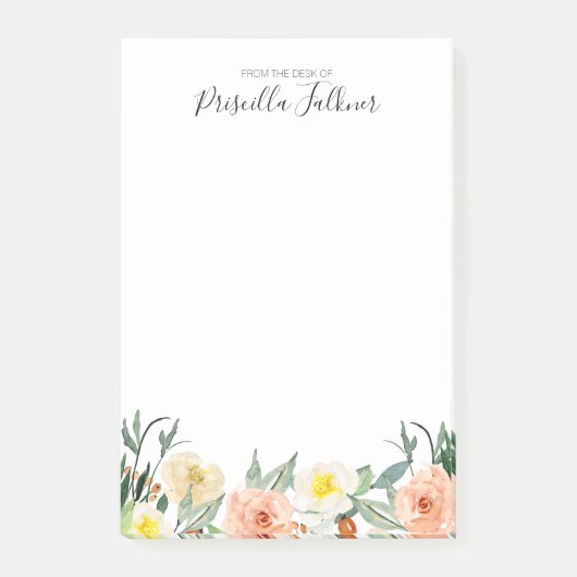 Rosa Wasserfarbe vom Schreibtisch aus Post-it Klebezettel (Vorderseite)