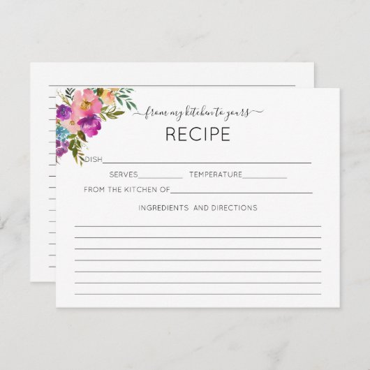 Rosa Wasserfarbe Von meiner Küche zu deinem Rezept Begleitkarte (Vorne/Hinten)