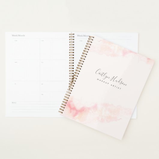 Rosa Wasserfarbe Weibliche Makeup Künstler Hinweis Planer (Anzeige)