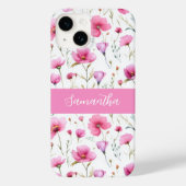 Rosa Wasserfarbe Wildblumen-Name Case-Mate iPhone Hülle (Rückseite)