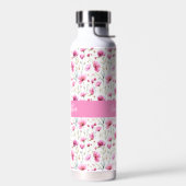 Rosa Wasserfarbe Wildblumen-Name Trinkflasche (Links)