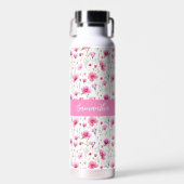 Rosa Wasserfarbe Wildblumen-Name Trinkflasche (Vorne)