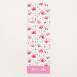 Rosa Wasserfarbe-Wildblumen-Name Yogamatte