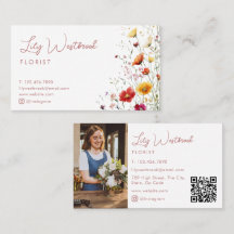 Rosa Wasserfarbe-Wildblumen-Schrift-Foto-QR-Code
