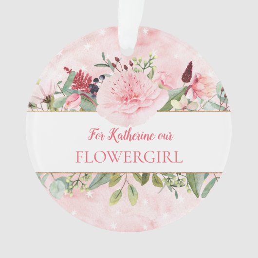 Rosa Wasserfarbe wirst du mein Blumenmädchen sein Ornament (Vorderseite)