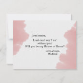 Rosa Wasserfarbe wirst du meine Ehrenmatrone sein Einladung (Rückseite)