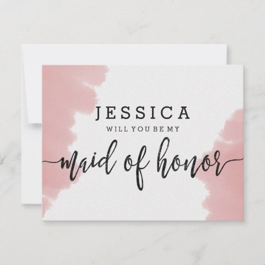 Rosa Wasserfarbe wirst du meine Trauzeugin sein Einladung (Vorderseite)