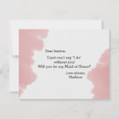 Rosa Wasserfarbe wirst du meine Trauzeugin sein Einladung (Rückseite)