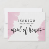 Rosa Wasserfarbe wirst du meine Trauzeugin sein Einladung (Vorderseite)