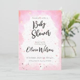 Rosa Wasserfarben-Baby-Party, Oh Girl Baby Shower Einladung