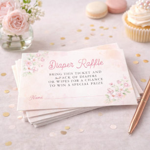 Rosa Wasserfarben-Baby-Shower-Windel-Raffle Begleitkarte