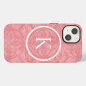 Rosa Wasserfarben-Batik mit Initialen iPhone Hülle (Rückseite (Horizontal))