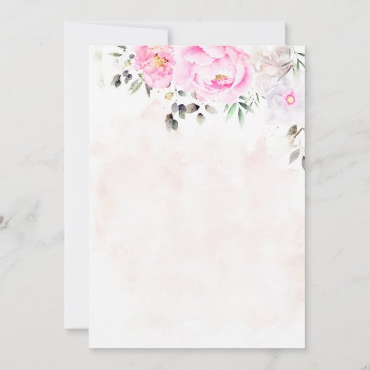 Rosa Wasserfarben Bläserpferd Elegantes Brautparty Einladung (Rückseite)