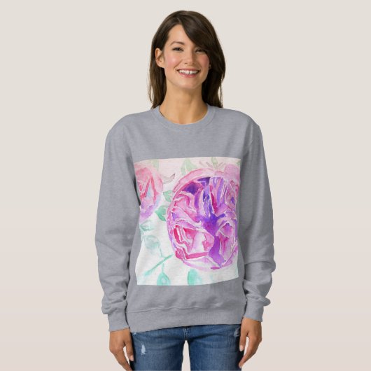 Rosa Wasserfarben Blume Rose Shirt (Vorne ganz)