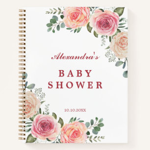 Rosa Wasserfarben-Blumen-Baby-Shower-Gast Notizblock