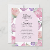 Rosa Wasserfarben-Blumen-HOCHZEIT auf Budget (Vorderseite)