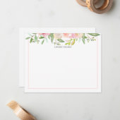 Rosa Wasserfarben-Blumen Personalized Mitteilungskarte (Vorderseite/Rückseite Beispiel)