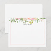 Rosa Wasserfarben-Blumen Personalized Mitteilungskarte (Vorne/Hinten)