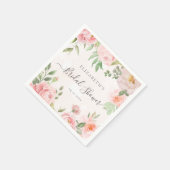 Rosa Wasserfarben-Blumen-Pfingstrosen-Hochzeitsdus Serviette (Ecke)