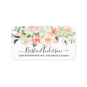 Rosa Wasserfarben-Blumen-Rücksende-Adressaufkleber Adressaufkleber