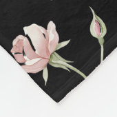 Rosa Wasserfarben-Blumen Schwarz Fleecedecke (Ecke)