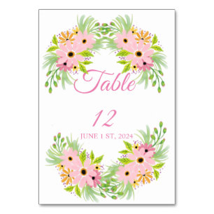 Rosa Wasserfarben Blumen Thunder_Cove  Tischnummer