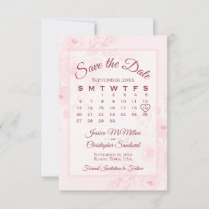 Rosa Wasserfarben-Blumenkalender-Hochzeit Save The Date