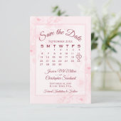 Rosa Wasserfarben-Blumenkalender-Hochzeit  Save The Date (Stehend Vorderseite)