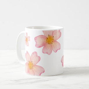 Rosa Wasserfarben-Blumenmuster Kaffeetasse