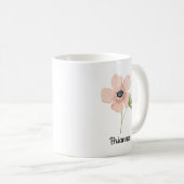 Rosa Wasserfarben-Blumenname Kaffeetasse (VorderseiteRechts)