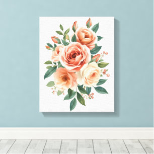 Rosa Wasserfarben-Blumenprint in Rosa Leinwanddruck