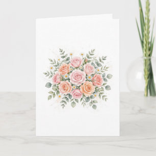 Rosa Wasserfarben-Blumenstrauß-Grußkarte - Ele Karte