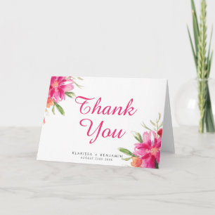 Rosa Wasserfarben-Blumensträußchen Dankeskarten I Dankeskarte